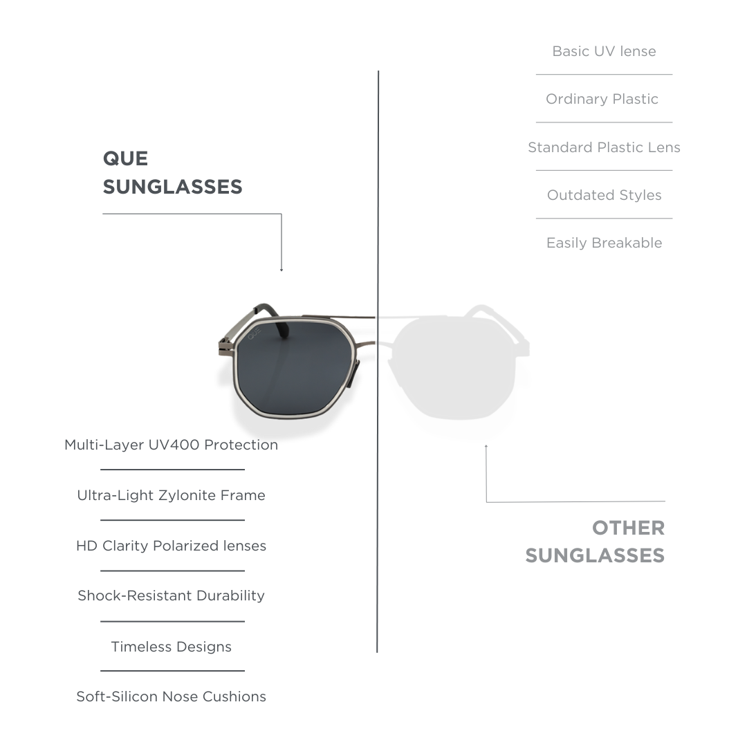 QUE HEX AVIATOR - LIGHT WEIGHT - FLEXIBLE ARMS - MEDIUM