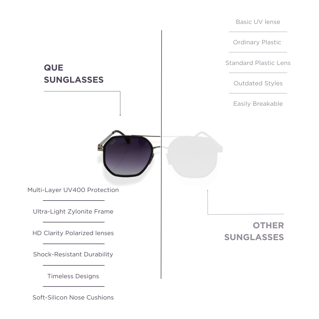 QUE HEX AVIATOR - LIGHT WEIGHT - FLEXIBLE ARMS - MEDIUM